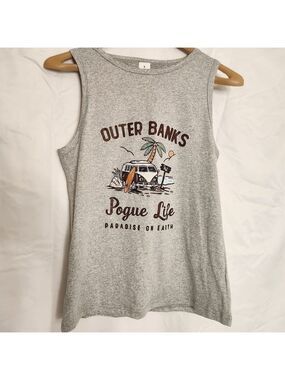 New!  Sleeveless Outer Banks Print Tank Top Casual Crew Neck For Summer & Spring